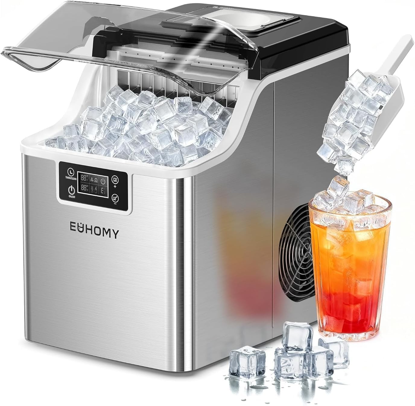 45lb Countertop Ice Machine EUHOMY Silver 13 Mins gallery