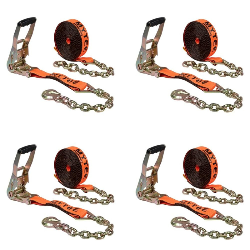 Mytee Products 4 Pack 2 X30 Orange Ratchet Strap Chain Anchor - 4000 Lbs Wll gallery