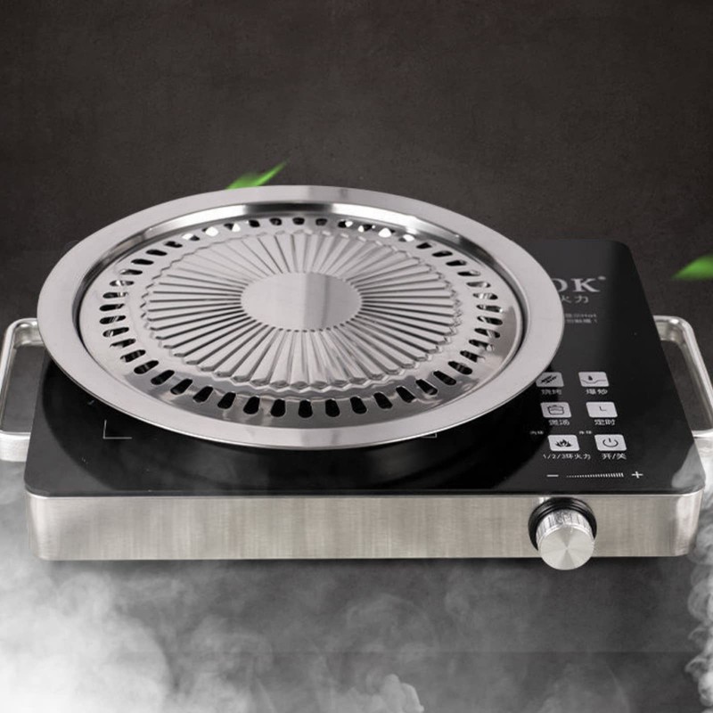 Saim Korean BBQ Grill Pan,Stainless Steel Non-Stick Roasting Smokeless Barbec... gallery