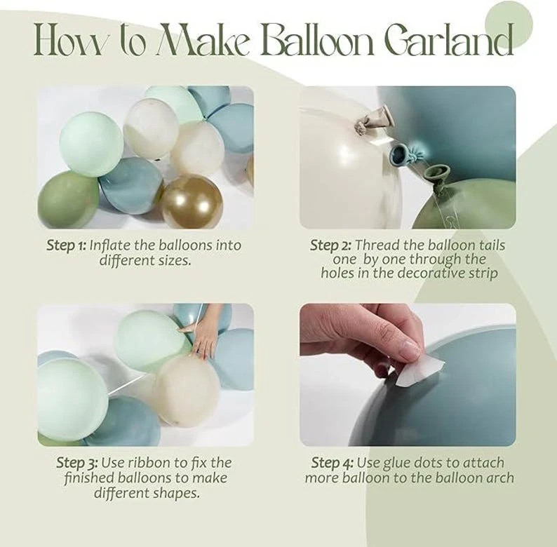 141pcs Sage Green Balloon Arch Kit, Dusty Blue Balloon Arch Kit with Gold White gallery