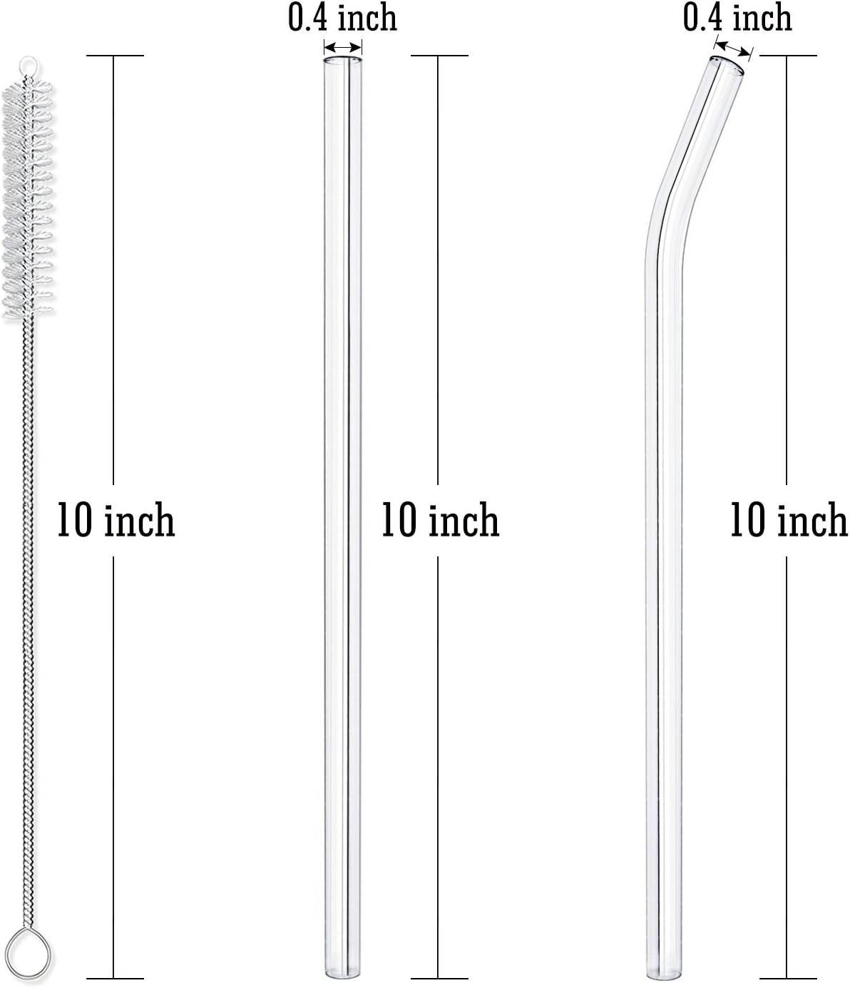 10-Piece Reusable Glass Drinking Straws - 10" X 10 Mm - Smoothie Straws for Milk gallery