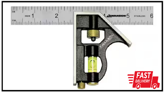6 In. Pocket Combination Square with Stainless Steel Blade and Bubble Level gallery