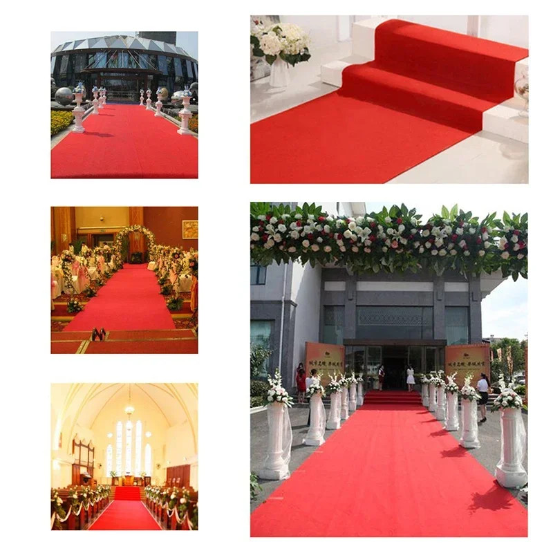 Red Solid Color Style Wedding Party Proposal Carpet Festival Event Corridor Carp gallery