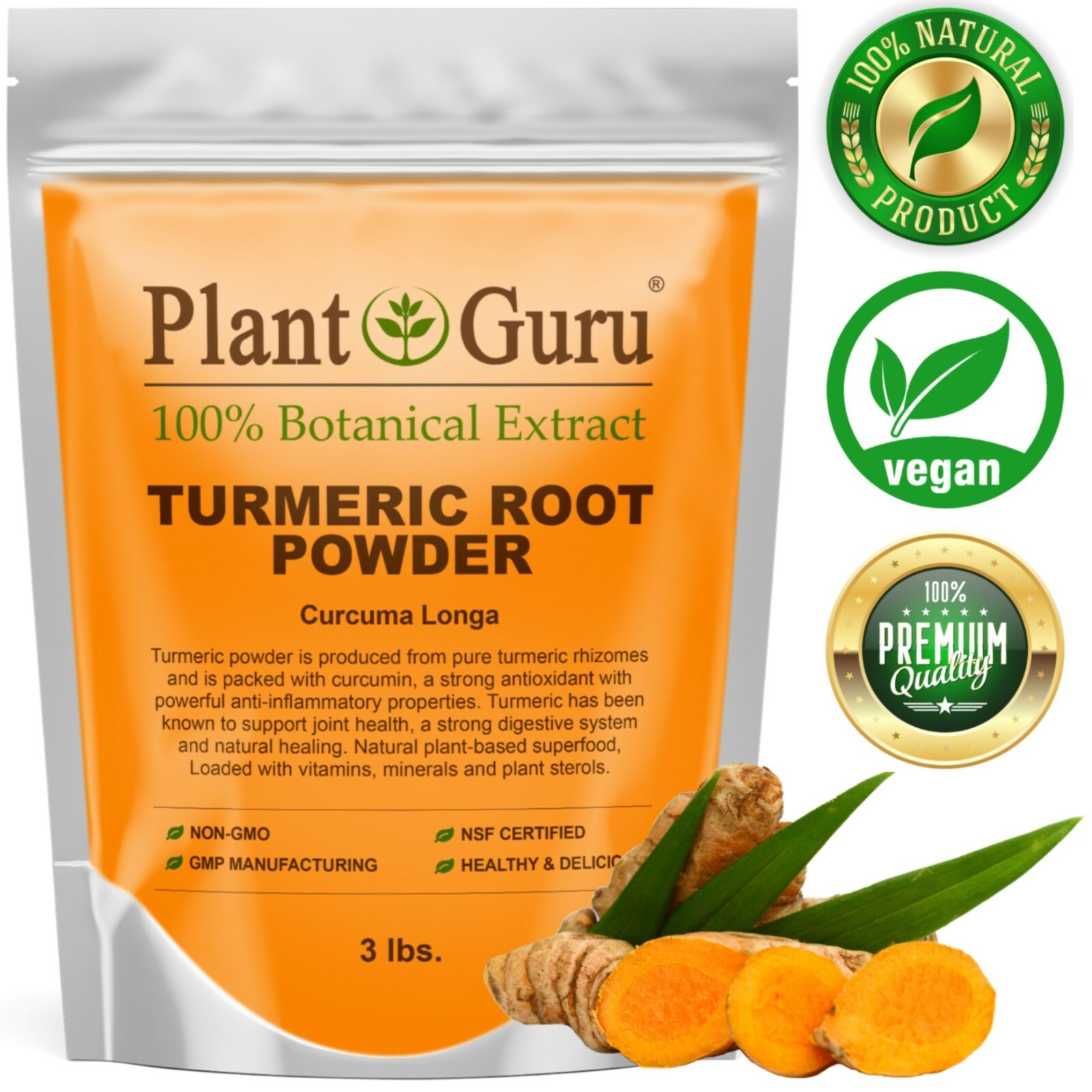 Turmeric Root Powder 3 lbs / 48 oz. Curcumin Curcuma Longa Raw Pure Tumeric BULK gallery