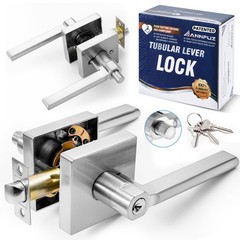 Entry -Touch Push Button Locking Door Handle Lock with Keys,Non-Handed Openin…
