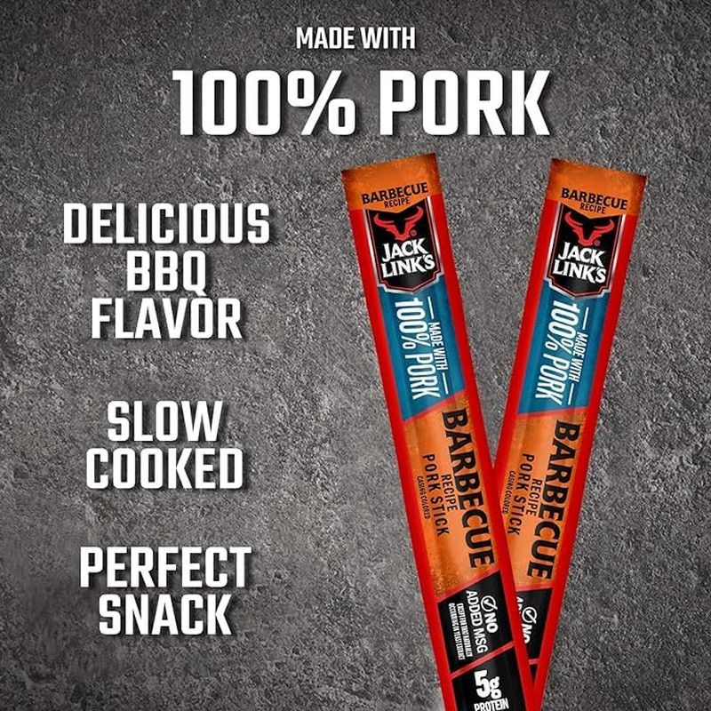 Jack Link'S Meat Sticks Pork Barbecue Protein Snack Individually Wrapped Meat St gallery