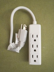 Intertek White, 3 Outlet Power Strip, 1 foot Cord, Indoor Use, NEW