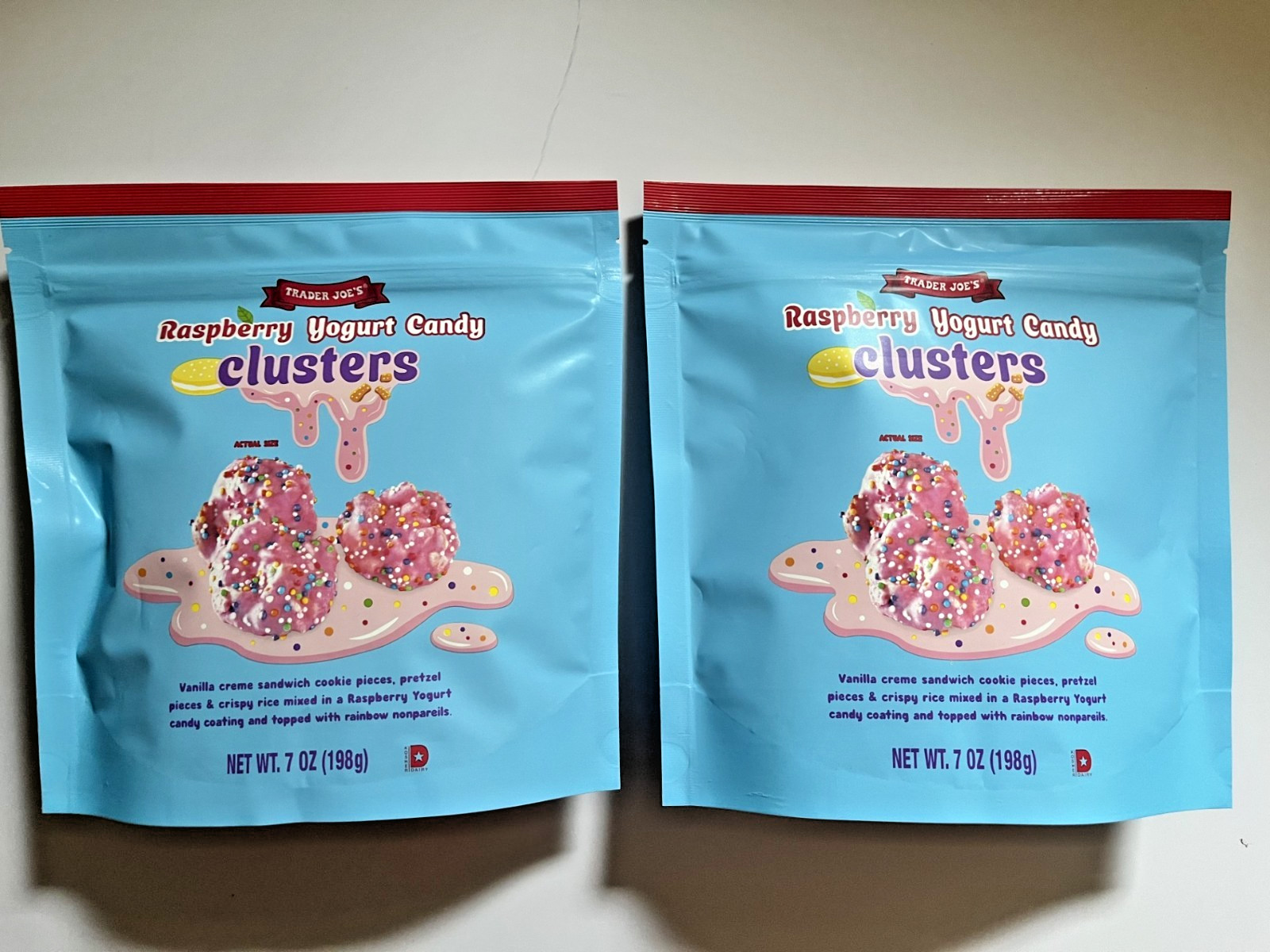 2 Packs Trader Joe's 7 oz. RASPBERRY YOGURT CANDY CLUSTERS gallery
