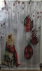 Gray Winter Ginger Cat Shower Curtain 44"x72" Waterproof Xmas Ornaments 8 Hooks gallery