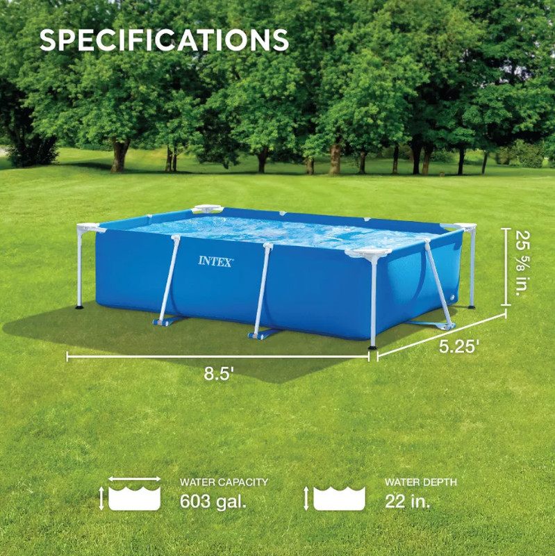 Intex 8.5ftx 26in Rectangular Frame Above Ground Backyard Swimming Pool 439 Gal gallery