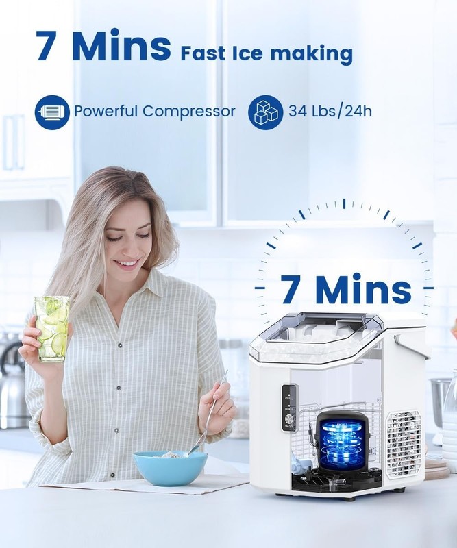 Countertop Ice Maker Machine with Handle, 34LBS/24H gallery