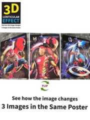 Marvel,Spider Man,Iron Man,captain America-3D Poster,3 images In One, 3D Effect