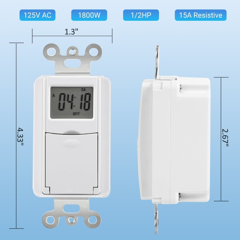 DEWENWILS 7 Day Programmable In-Wall Timer Switch Digital , ON/Off Settings gallery