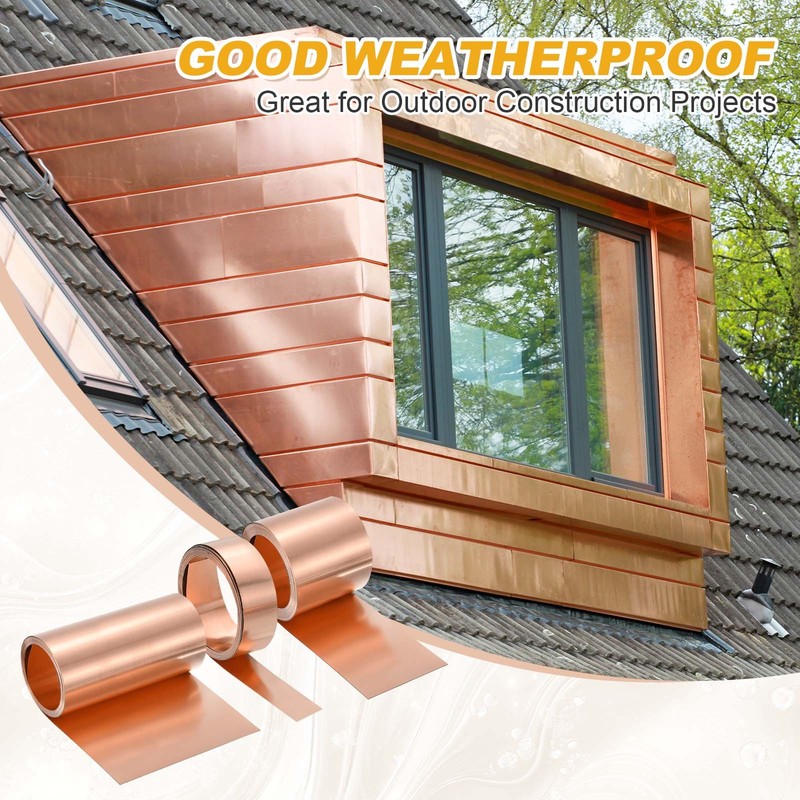 3.28ft Copper Sheet Roll, 1000x60x0.1mm Pure Copper Strip with Gloves gallery