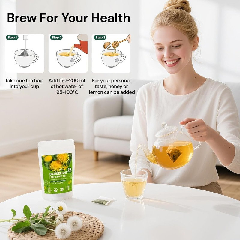 BeleePlanner Dandelion Leaf And Root Tea Bags, Natural Tea, 2 Pack/100 Bags gallery