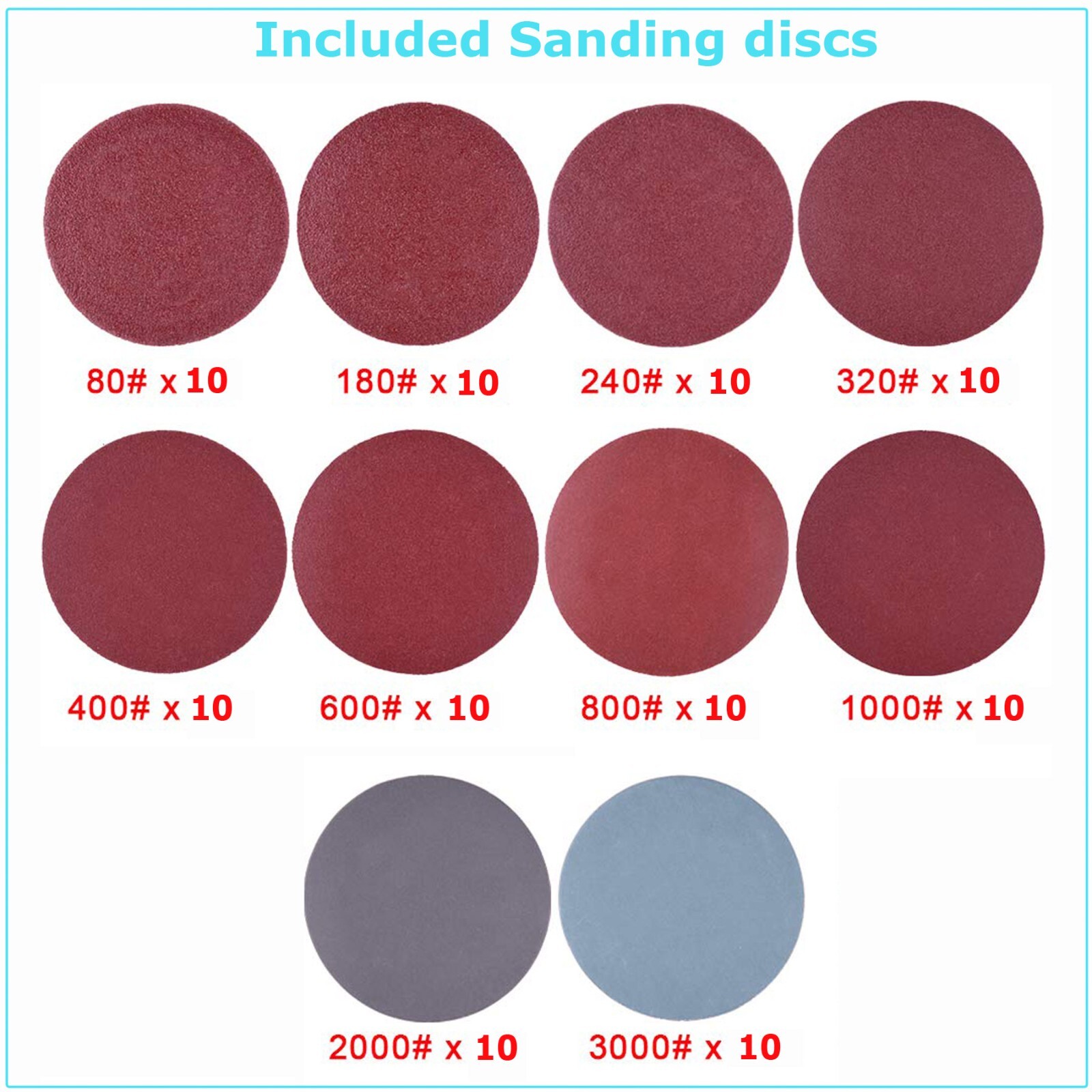 104PC 2 inch Sanding Discs Dry Hook Loop 80-3000 Grit for Drill Die Grinder US gallery