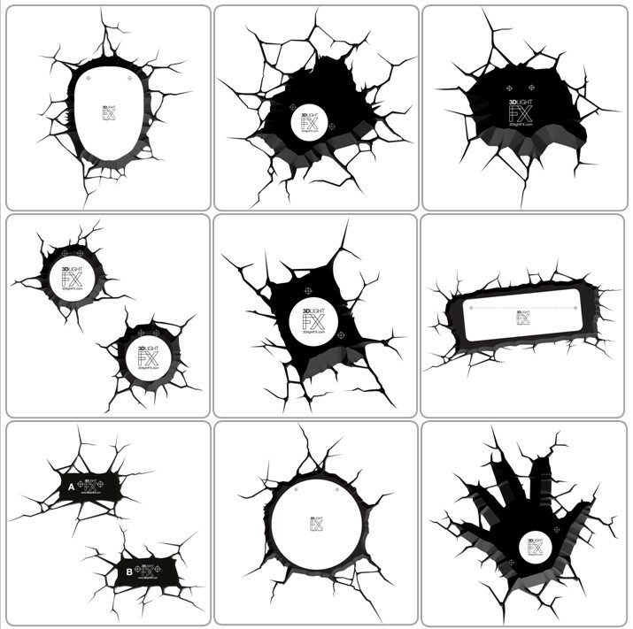 3D Deco Light FX Avengers Replacement Crack Wall sticker Led Wall Light Sticker gallery