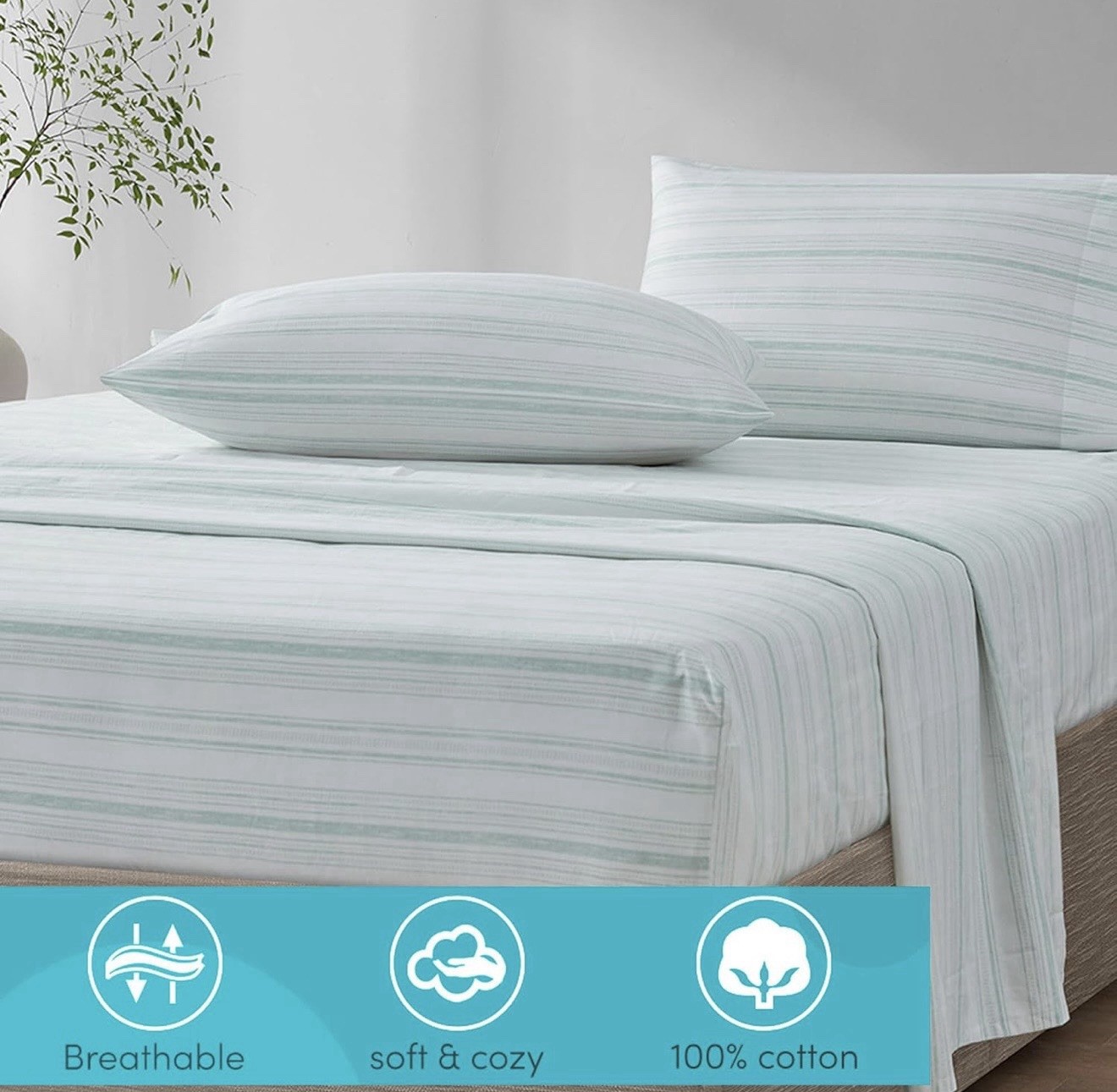 Comfort Spaces 100% Cotton Sheet Set Breathable Lightweight All Season 4 Piece gallery