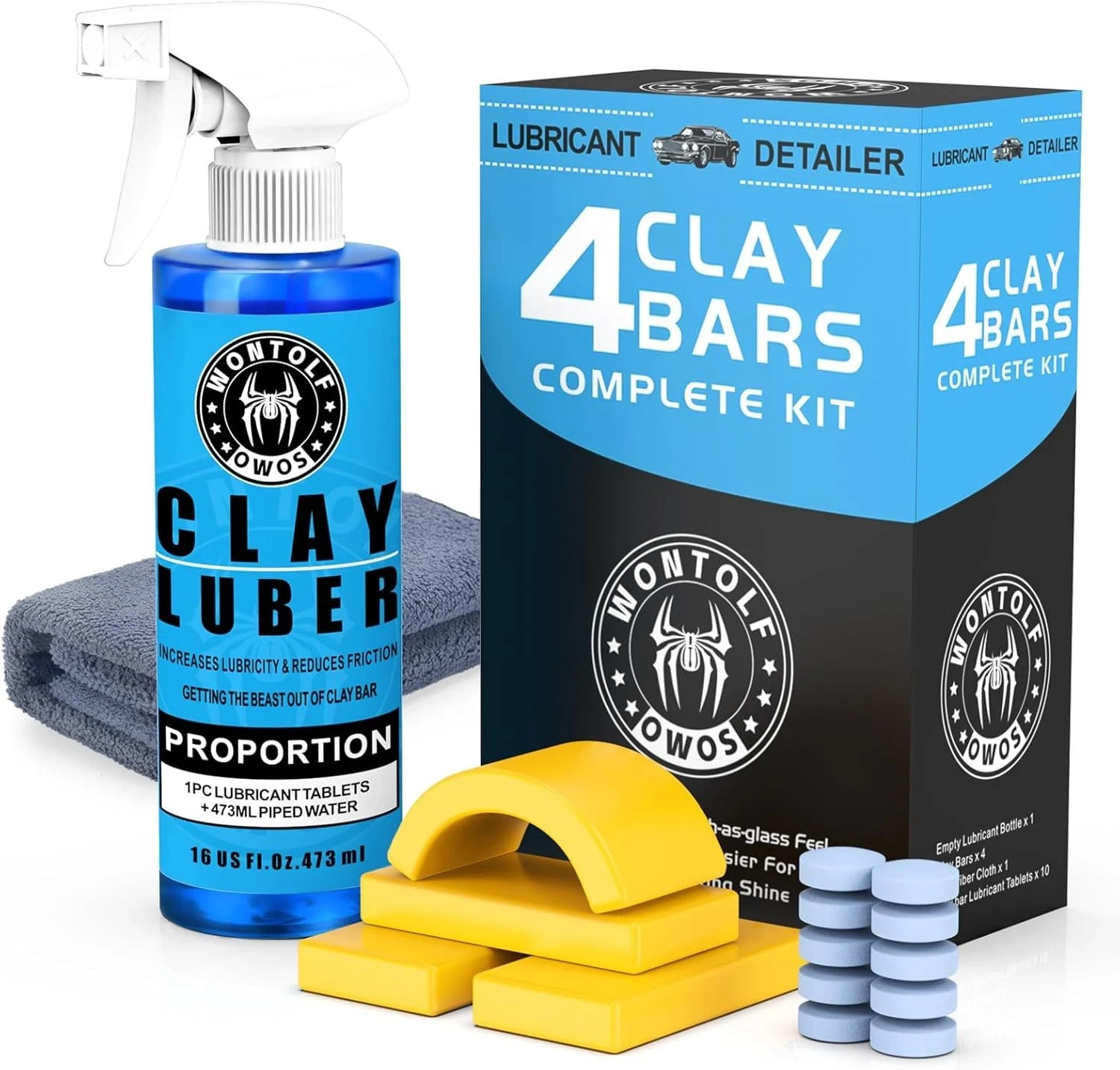 Car Clay Bars Auto Detailing Kit with Lubricant Spray Bottle Towel gallery