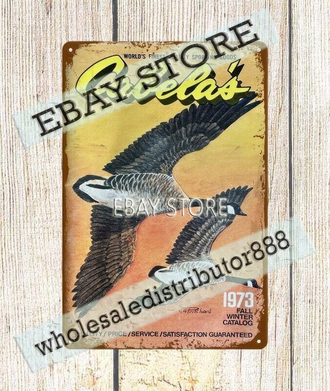 1973 CABELA'S SPORTING GOODS Hunting Canda goose metal tin sign the wall poster gallery