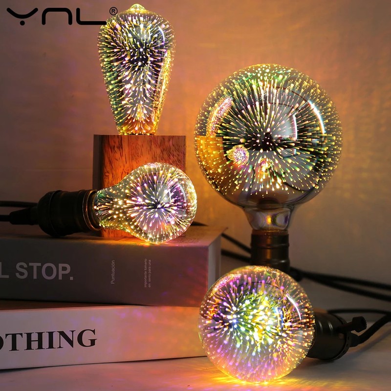 3D Decoration LED Edison Light Bulb E27 6W 110V 220V Vintage Star Fireworks Lamp gallery