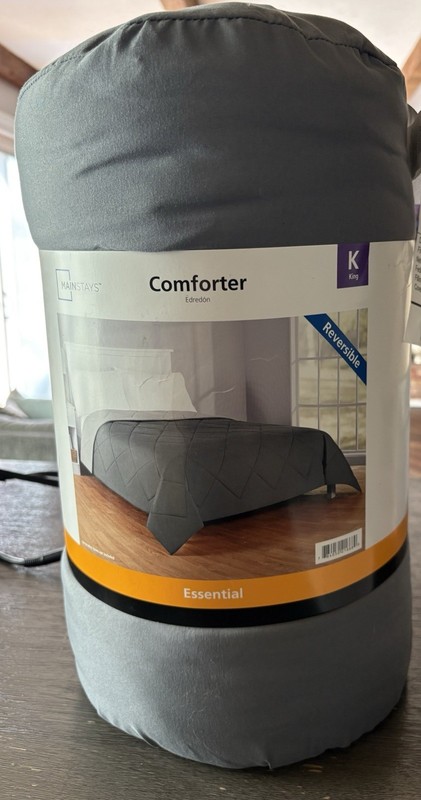 Mainstays Reversible Microfiber Comforter Grey, King Size, Unisex…104in x 92in gallery