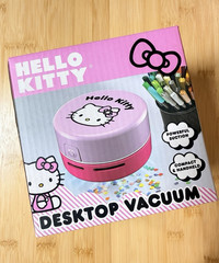 Hello Kitty Bagless Compact Handheld Desktop Vacuum Pink/White Nozzle Brush