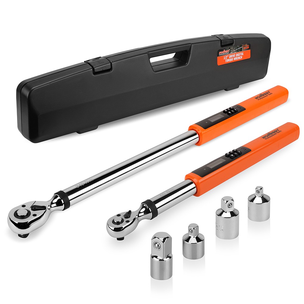 6PC 3/8" & 1/2' Drive Electronic Digital Torque Wrench Adjustable Set 3-340N.m gallery
