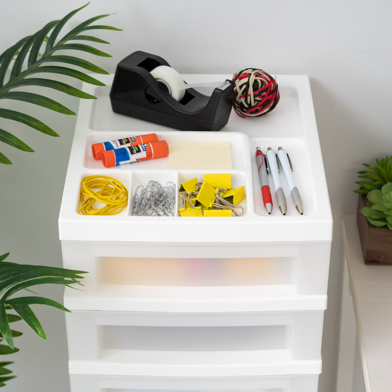 NEW IRIS 9-Drawer Narrow Plastic Storage Drawer Cart with Organizer Top, White gallery