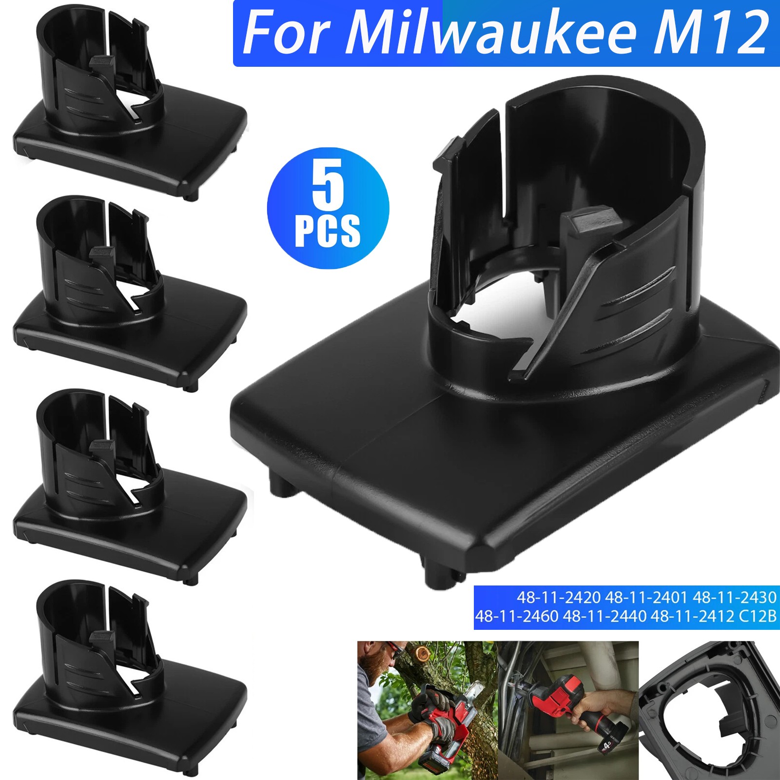 5 Pcs For Milwaukee M12 Battery Case Top Cover Replacement Shell Plastic Parts gallery