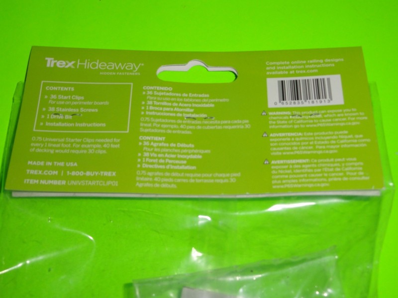 (2x)- Trex Hideaway Universal Starter Clip 36 pc 400 Sq Ft Kits UNIVSTARTCLIP01 gallery