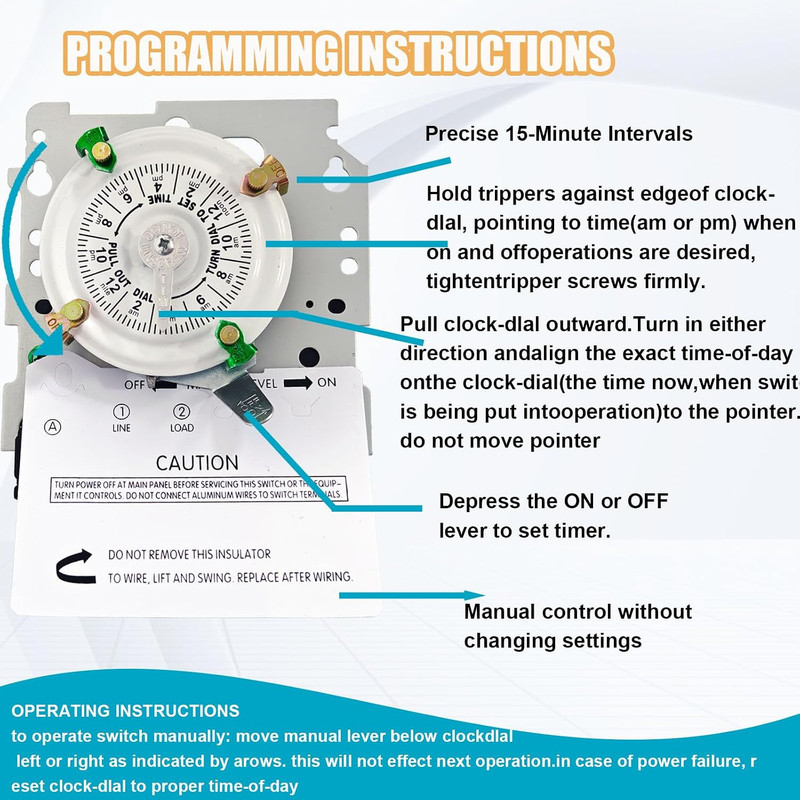 T101M Pool Pump Timer Mechanism 24-Hour 120V 40A 60Hz SPST Mechanical Switch gallery