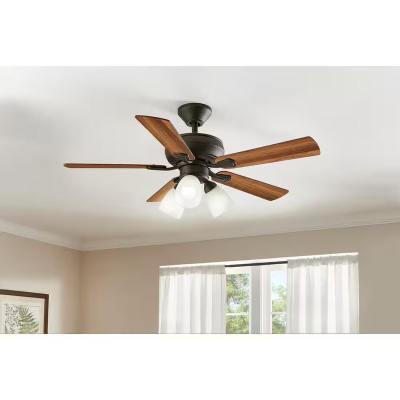 Riley 44 In. Indoor LED Matte Black Downrod Ceiling Fan with 5 Reversible Blades gallery