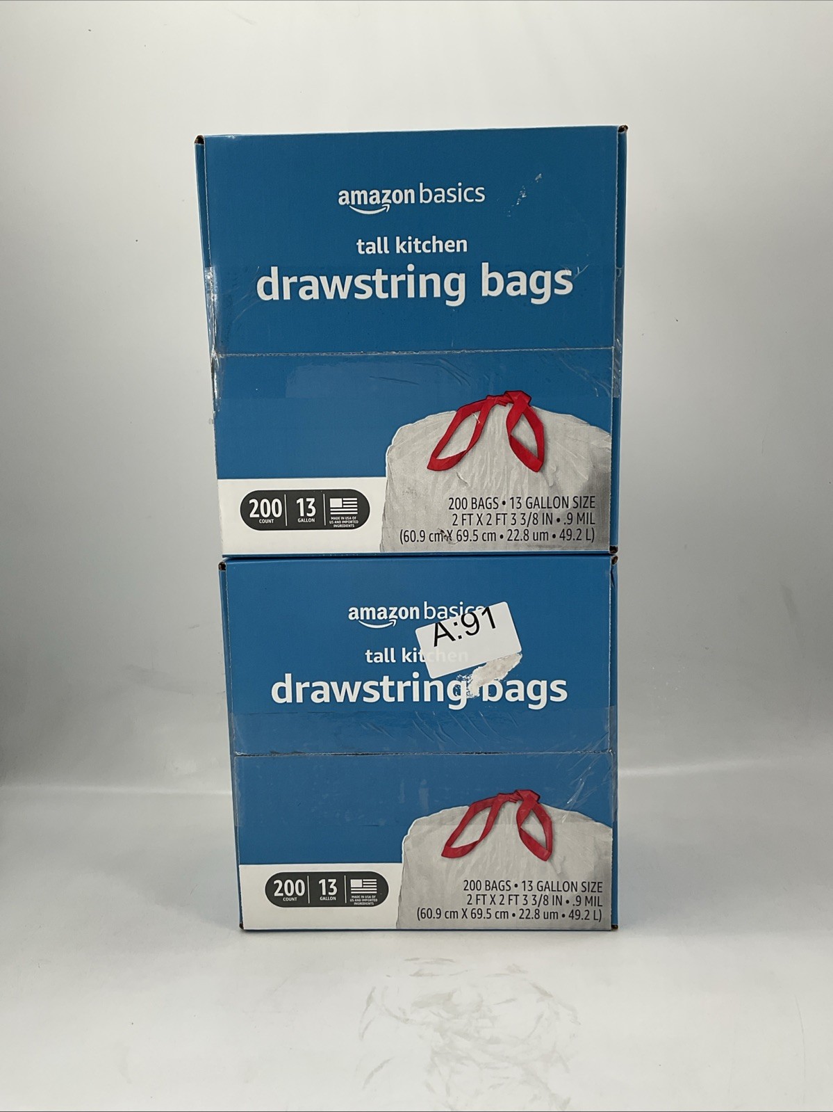 2 PK! Amazon Basics Tall Kitchen Trash Bags 13 Gal Unscented 400ct (A91) gallery