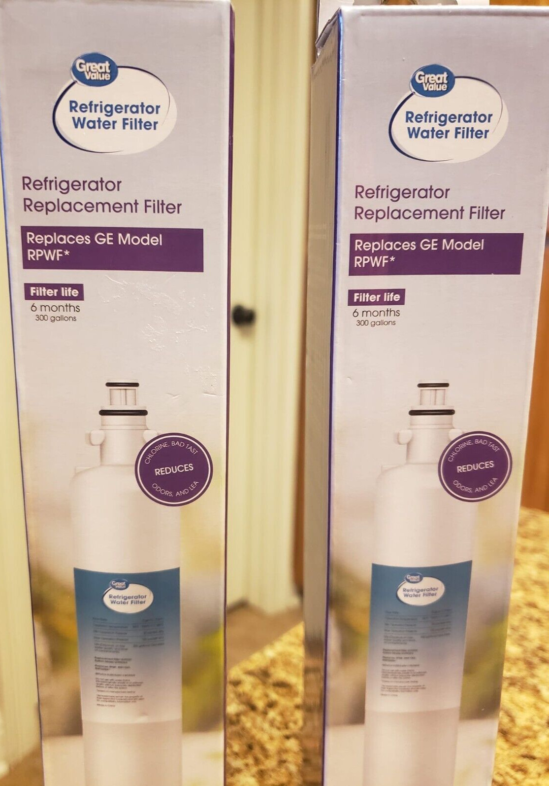 Great Value Refrigerator Water Filter LOT (2) for GE Model RPWF 6months 300 gal gallery