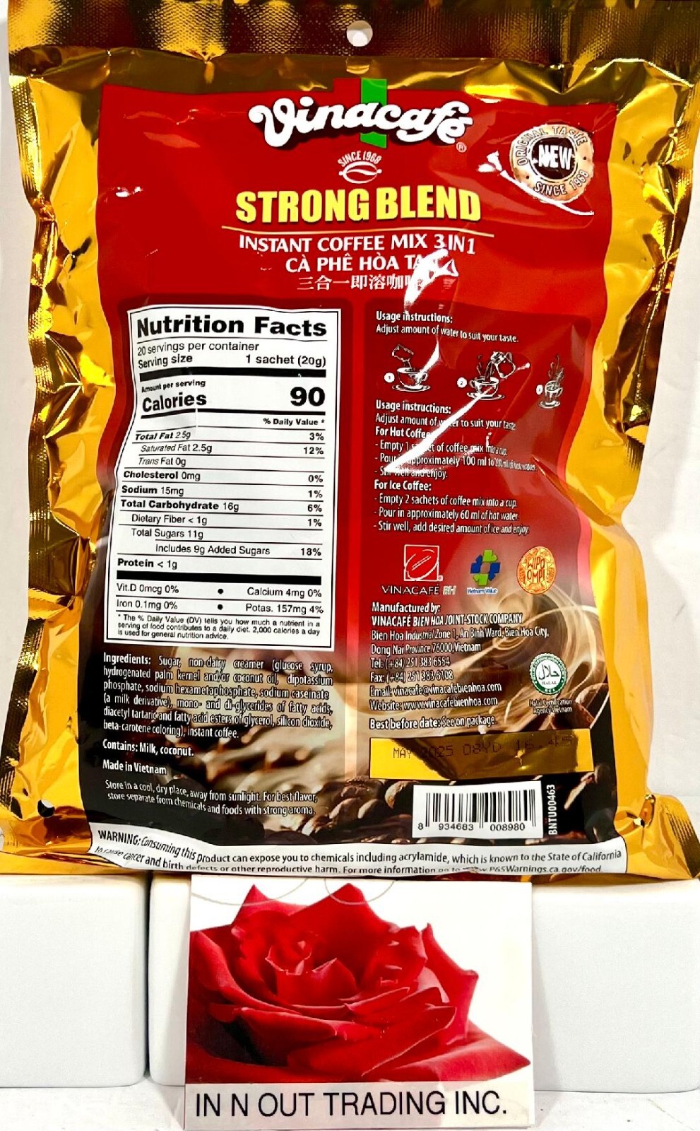 Vinacafe 3-In-1 Strong Blend Instant Coffee Mix 20 Sachets x 20g~Exp 5/08/2025 gallery