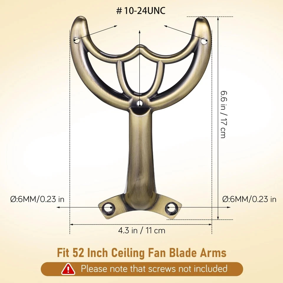 Antique Brass Ceiling Fan Blade Arms for 52 Inch Fan Blade Replacement Parts ... gallery