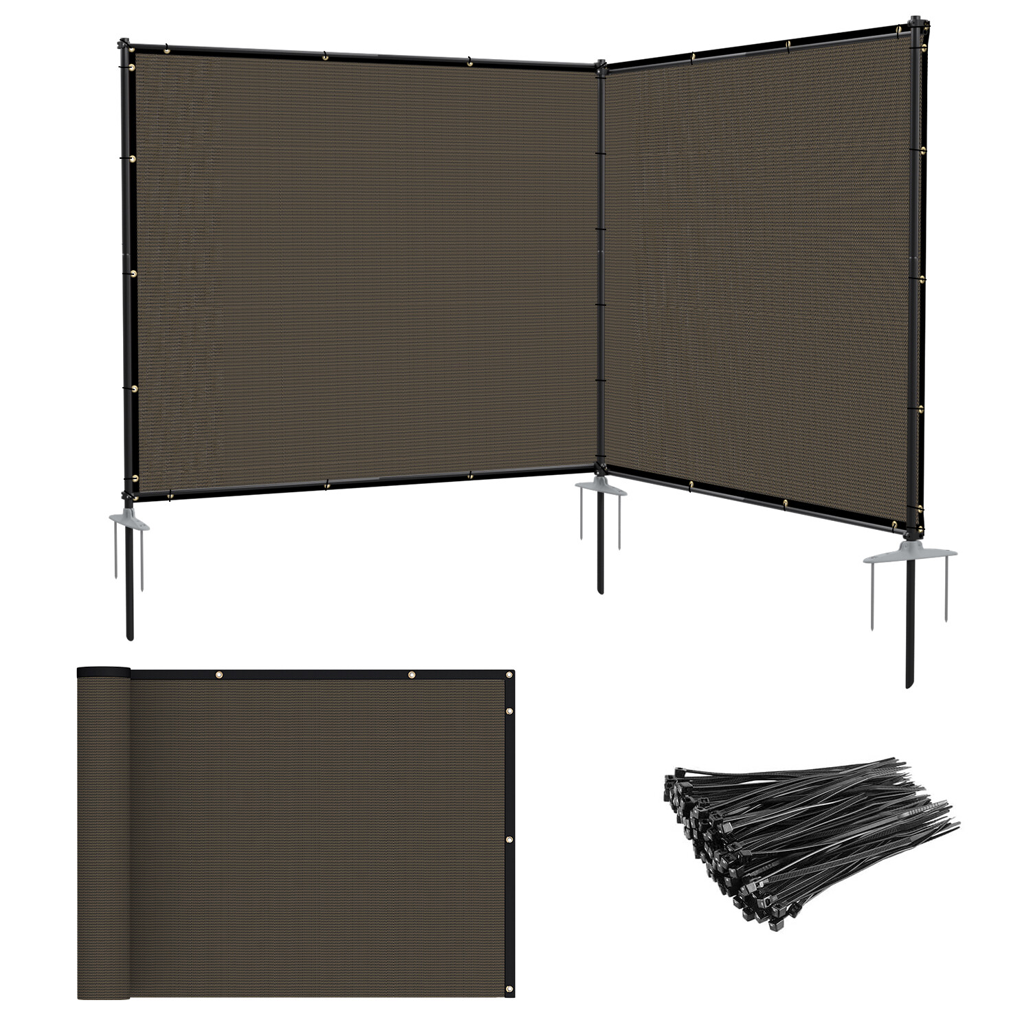 Heavy Duty Outdoor Freestanding Privacy Screen Fence Panels with Iron Poles gallery