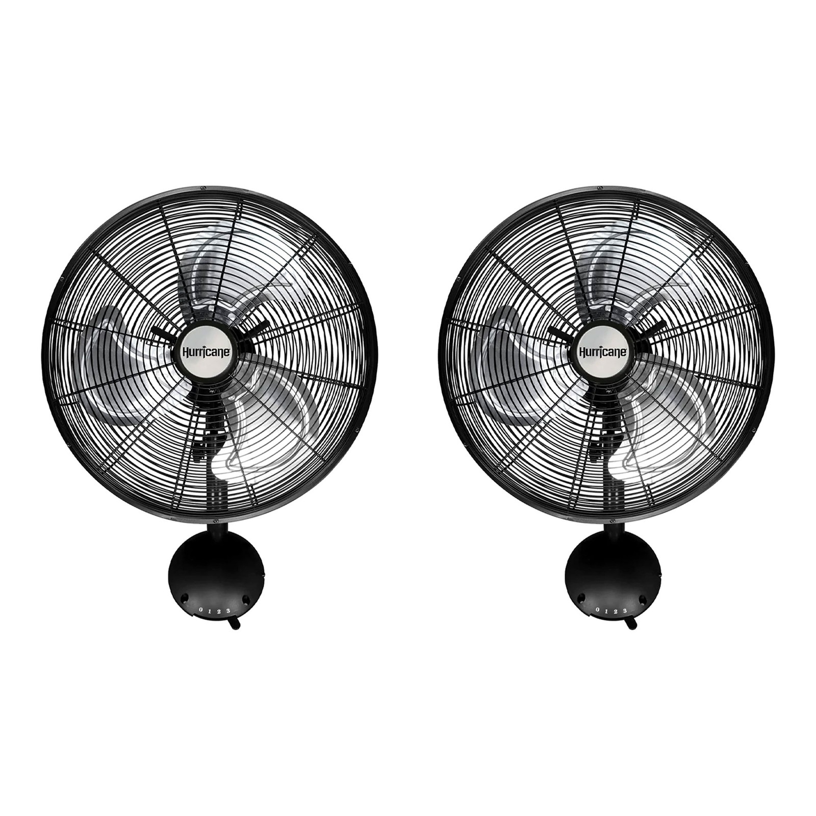Hurricane 16 Inch Pro High Velocity Oscillating Metal Wall Fan, Black (2 Pack) gallery