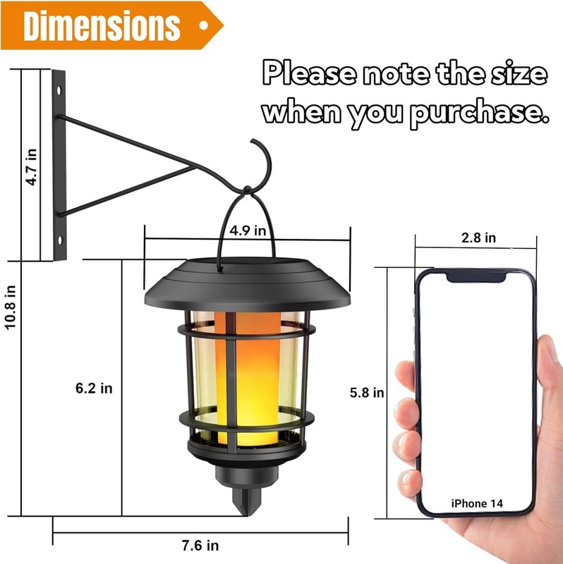 Solar Flame Wall Lanterns 4 Pack Outdoor Waterproof Flickering LED Sconce Lights gallery