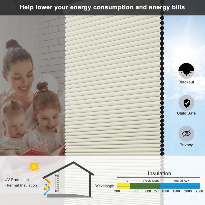 Changshade Cordless Cellular Shades Window Shades Honeycomb Blinds- Blackout gallery