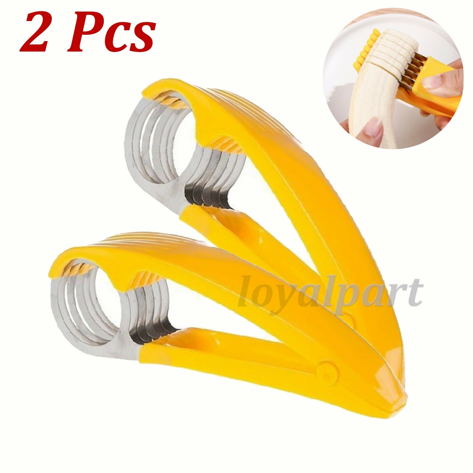 2Pcs Banana Slicer Fruit Vegetable Cutter Sausage Cucumber Knife Kitchen Tool US gallery