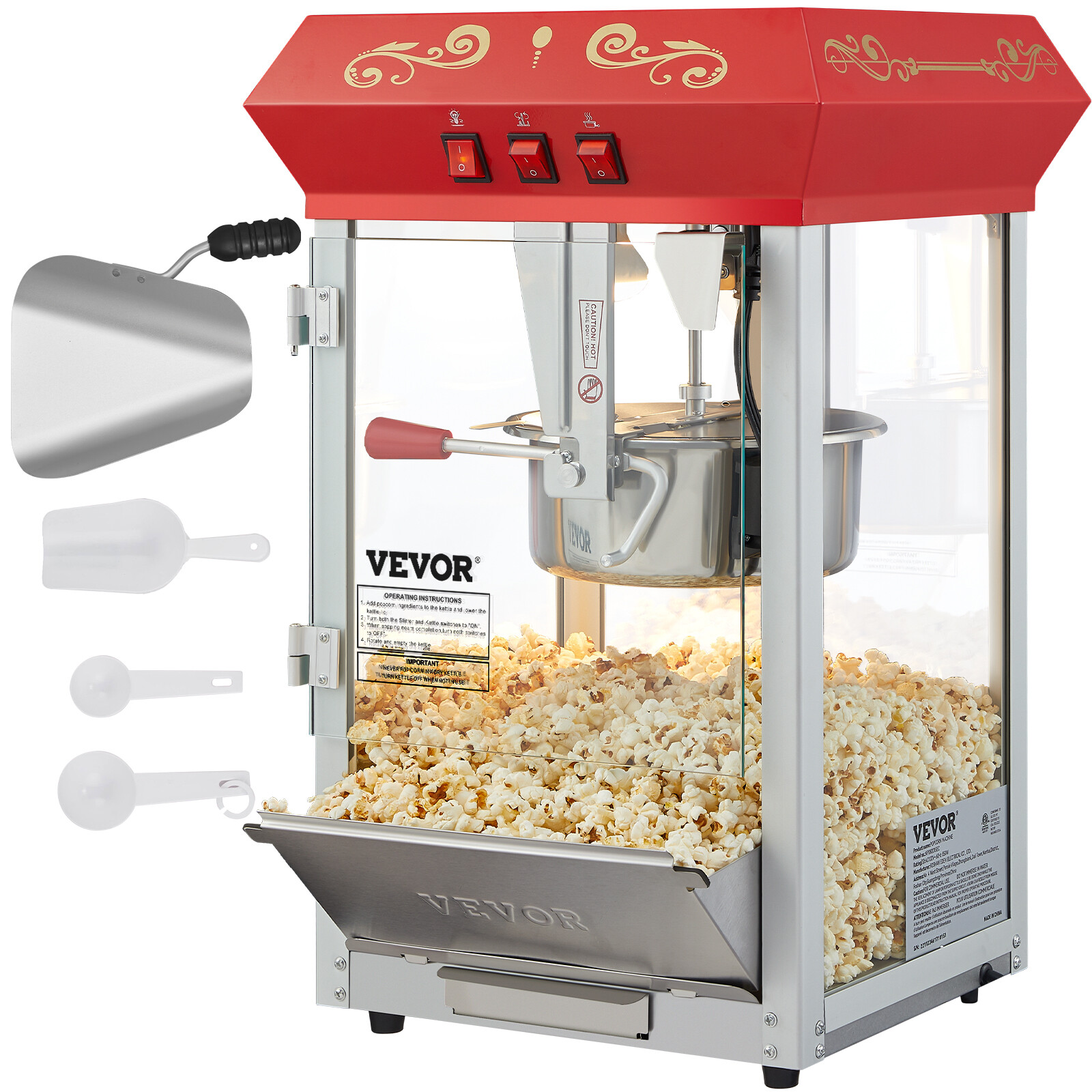 Popcorn Popper Machine 8 Oz Countertop Popcorn Maker 850W 48 Cups Red Movie gallery