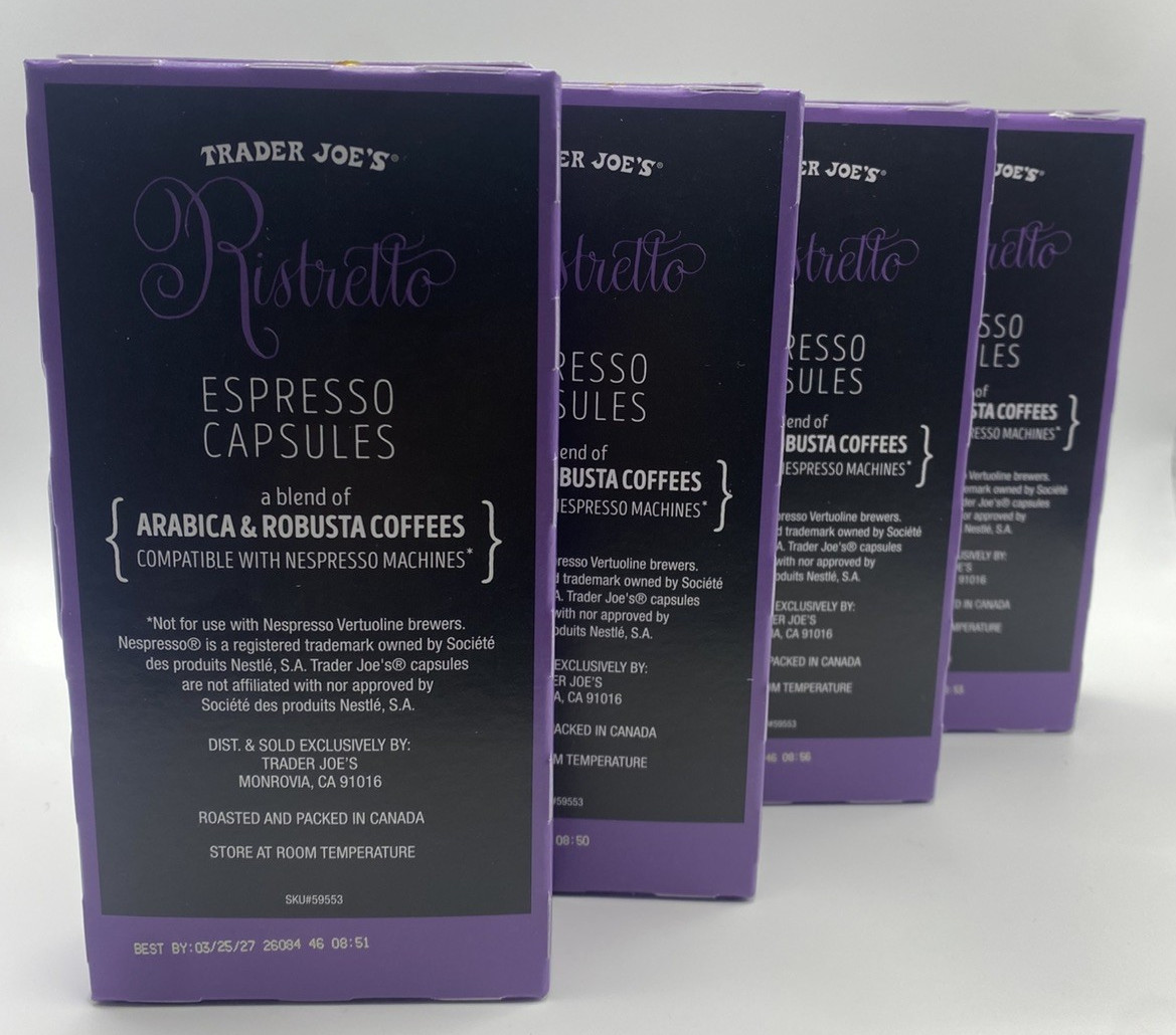 4 X Trader Joe's Ristretto Espresso Capsules 10 Count Each EXP 03/2027 gallery