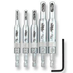 Snappy 5pc Self Centering Hinge Drill Bit Set #2–14 Cabinet MADE IN USA
