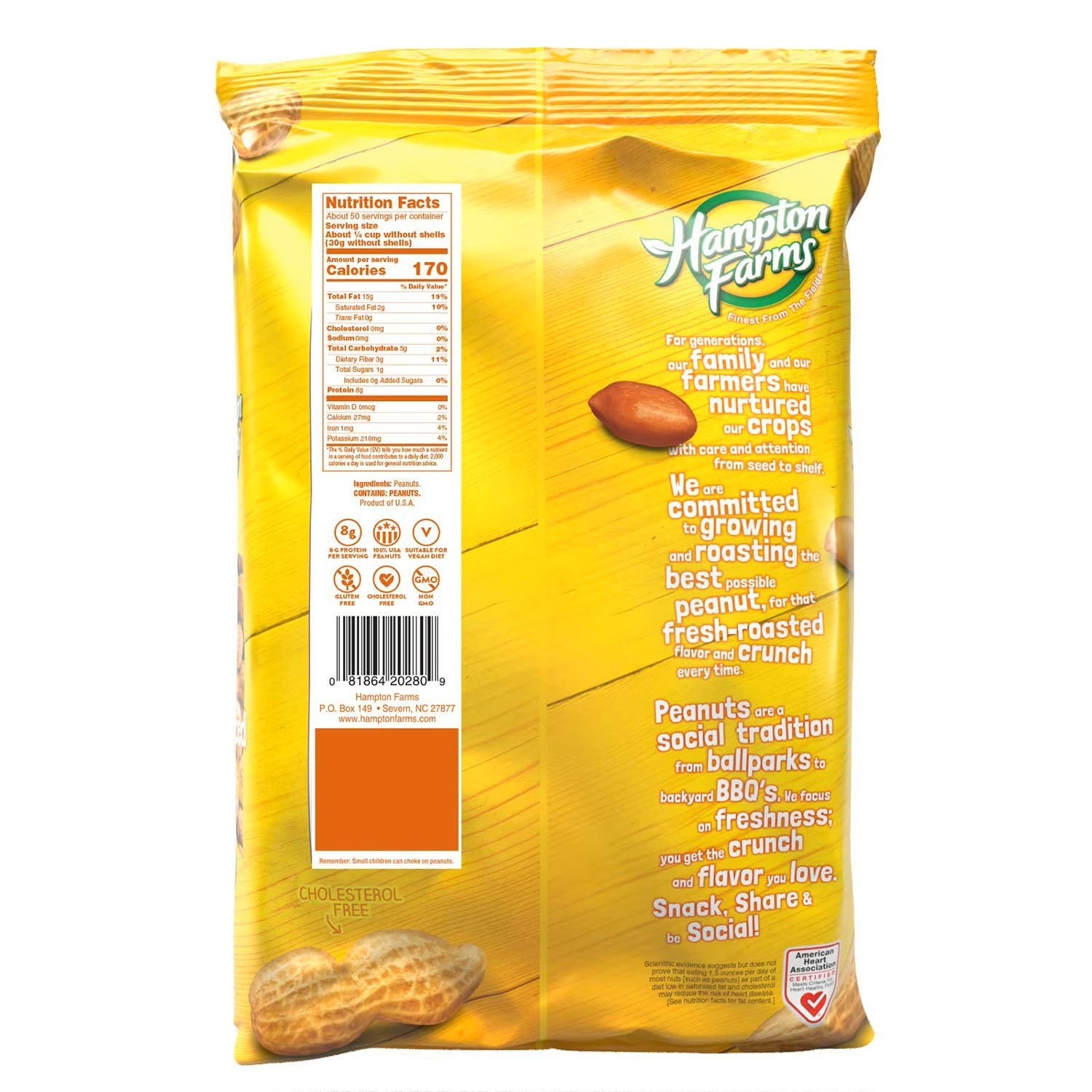 2 PACK - Hampton Farms Unsalted In-Shell Peanuts, Total 10 lbs Great Price gallery