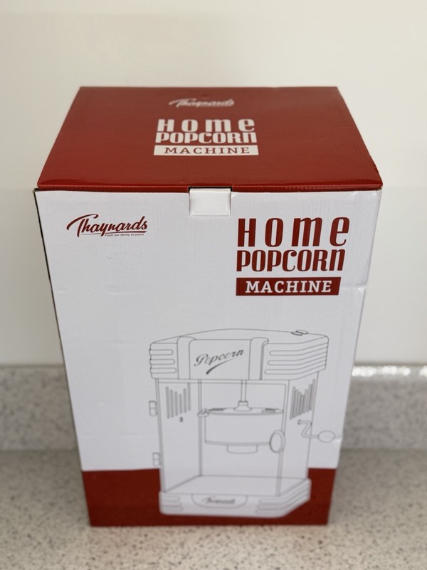 Thaynards Kettle Popcorn Maker With Lid Plug-In Red White Plastic Metal 19in gallery