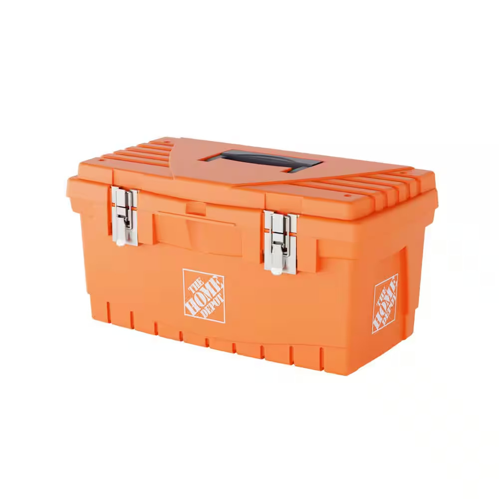19 In. Plastic Portable Toolbox with Removable Tray in Orange gallery
