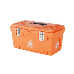 19 In. Plastic Portable Toolbox with Removable Tray in Orange
