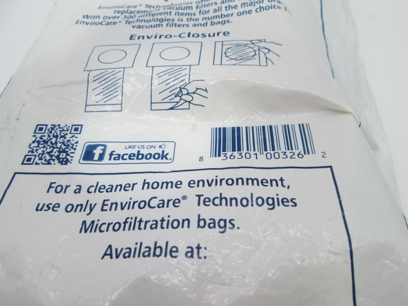 Enviro Care Technologies Micro Filtration Vacuum Bags Eureka Type PL pack of 3 gallery